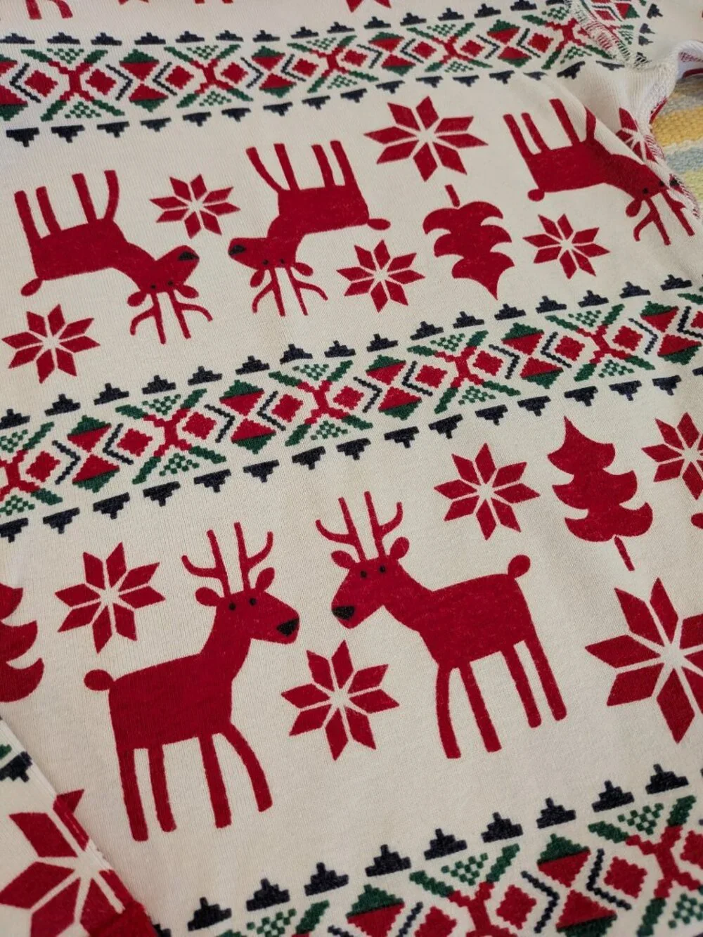 ⭐ Hanna Andersson Reindeer Print Holiday PJ Pajama Top size 6-7